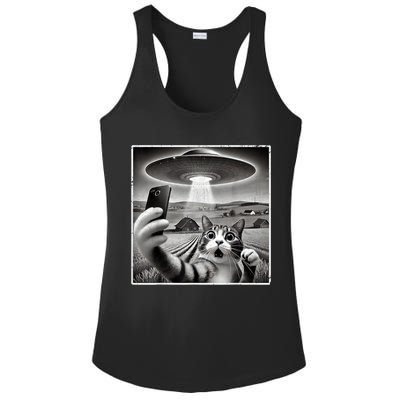 Funny Cat Selfie With Alien UFO Cat Ladies PosiCharge Competitor Racerback Tank
