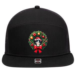 Funny Cat Santa Advent Crown Christmas Cats Lover Cat Mom Meaningful Gift 7 Panel Mesh Trucker Snapback Hat