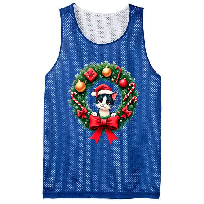 Funny Cat Santa Advent Crown Christmas Cats Lover Cat Mom Meaningful Gift Mesh Reversible Basketball Jersey Tank