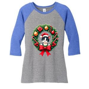 Funny Cat Santa Advent Crown Christmas Cats Lover Cat Mom Meaningful Gift Women's Tri-Blend 3/4-Sleeve Raglan Shirt