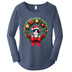 Funny Cat Santa Advent Crown Christmas Cats Lover Cat Mom Meaningful Gift Women's Perfect Tri Tunic Long Sleeve Shirt