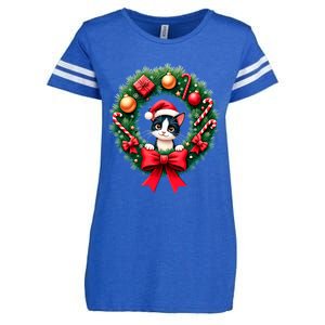 Funny Cat Santa Advent Crown Christmas Cats Lover Cat Mom Meaningful Gift Enza Ladies Jersey Football T-Shirt