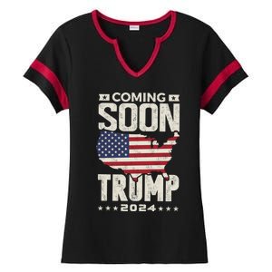 Funny Coming Soon Donald Trump 2024 Political Rally Cute Gift Ladies Halftime Notch Neck Tee