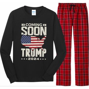 Funny Coming Soon Donald Trump 2024 Political Rally Cute Gift Long Sleeve Pajama Set