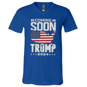 Funny Coming Soon Donald Trump 2024 Political Rally Cute Gift V-Neck T-Shirt