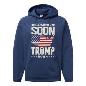 Funny Coming Soon Donald Trump 2024 Political Rally Cute Gift Performance Fleece Hoodie