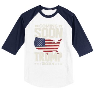 Funny Coming Soon Donald Trump 2024 Political Rally Cute Gift Baseball Sleeve Shirt