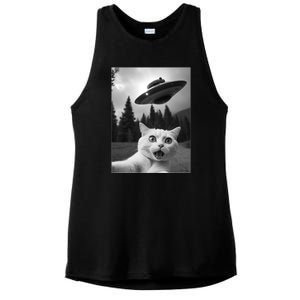 Funny Cat Selfie With A Ufo Ladies PosiCharge Tri-Blend Wicking Tank