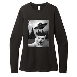 Funny Cat Selfie With A Ufo Womens CVC Long Sleeve Shirt