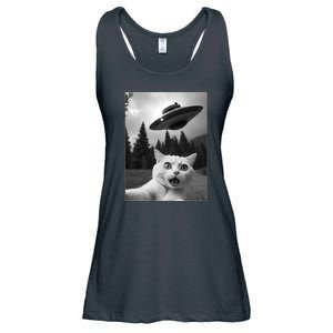 Funny Cat Selfie With A Ufo Ladies Essential Flowy Tank