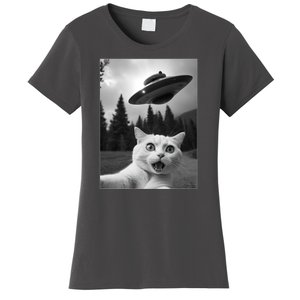 Funny Cat Selfie With A Ufo Women's T-Shirt