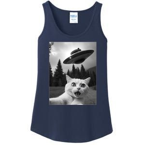 Funny Cat Selfie With A Ufo Ladies Essential Tank