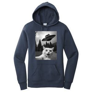 Funny Cat Selfie With A Ufo Women's Pullover Hoodie