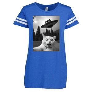 Funny Cat Selfie With A Ufo Enza Ladies Jersey Football T-Shirt