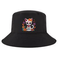 Floral Cat Sugar Skull Day Of The Dead Dia De Los Muertos Cool Comfort Performance Bucket Hat