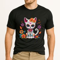 Floral Cat Sugar Skull Day Of The Dead Dia De Los Muertos Cooling Performance Crew T-Shirt
