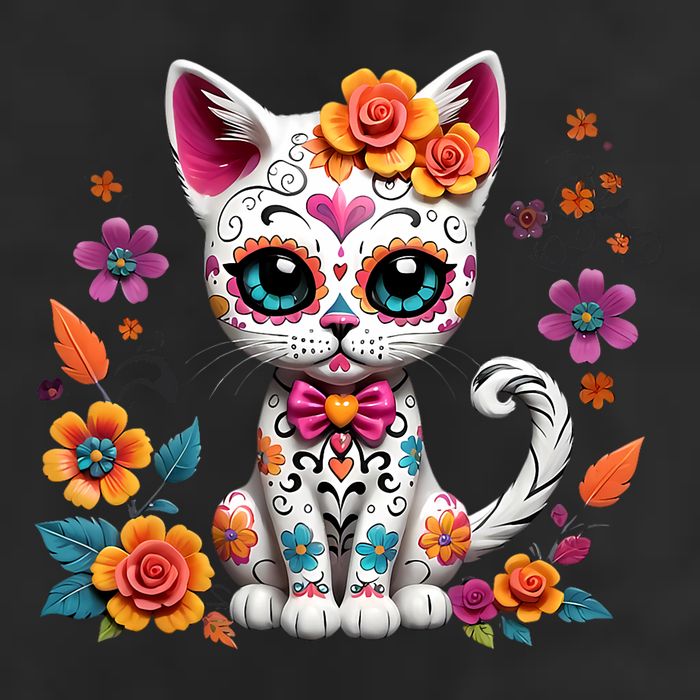 Floral Cat Sugar Skull Day Of The Dead Dia De Los Muertos Adult Drive Performance Visor