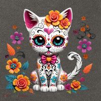 Floral Cat Sugar Skull Day Of The Dead Dia De Los Muertos Cotton Canvas Backpack
