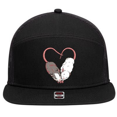 Funny Cute Small Rodent Pet Happy Heart Love Rat Lovers 7 Panel Mesh Trucker Snapback Hat