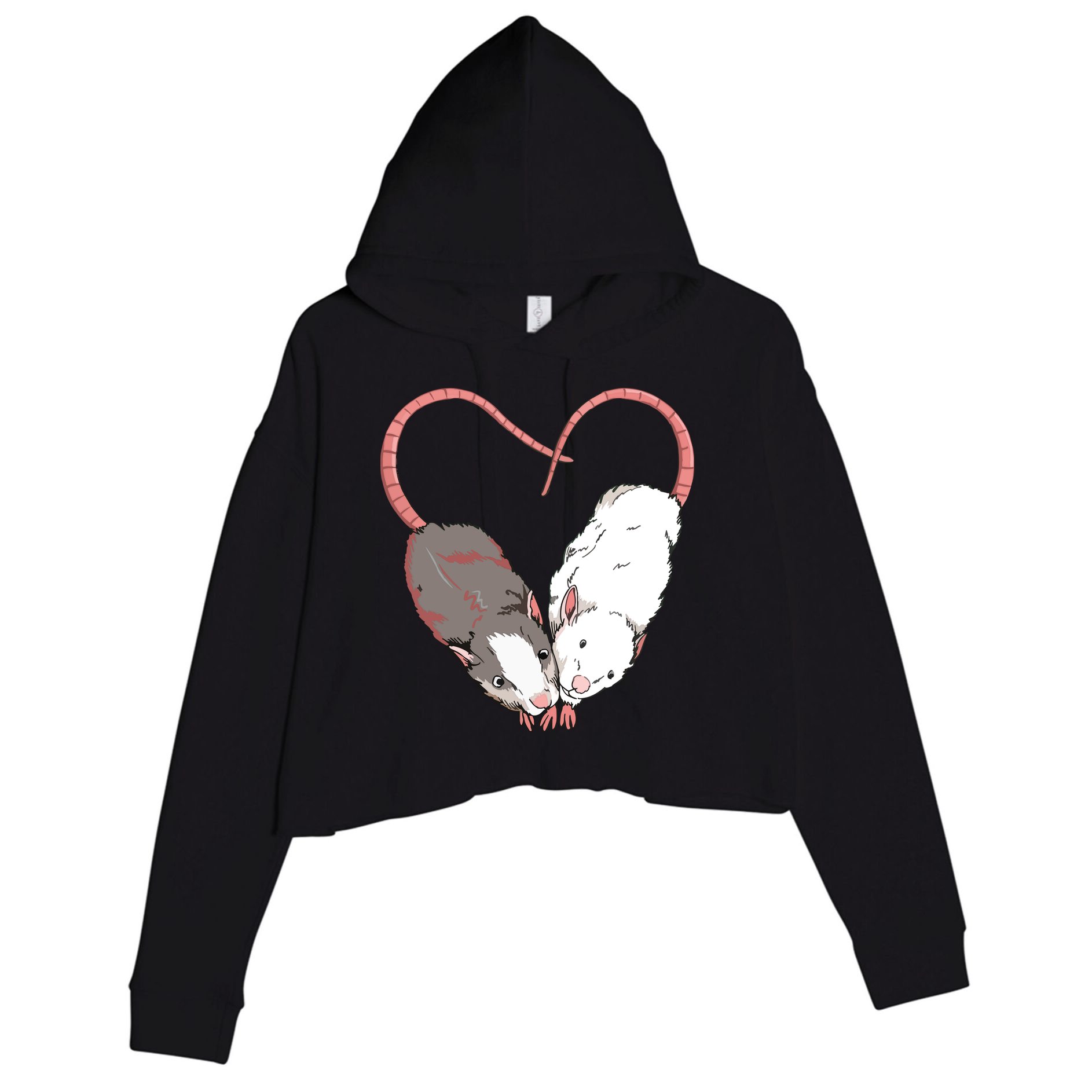 Funny Cute Small Rodent Pet Happy Heart Love Rat Lovers Crop Fleece Hoodie