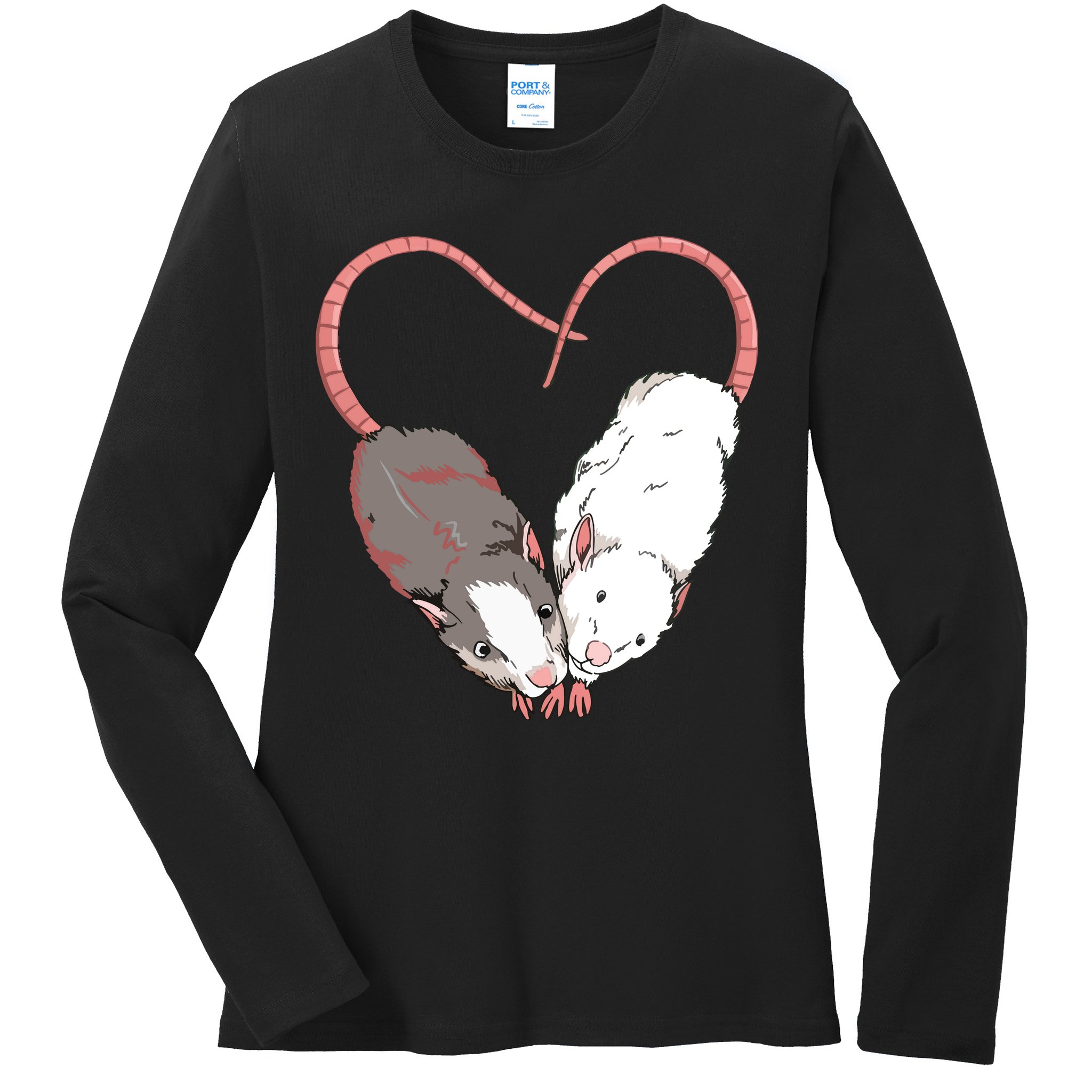 Funny Cute Small Rodent Pet Happy Heart Love Rat Lovers Ladies Long Sleeve Shirt