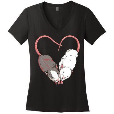 Funny Cute Small Rodent Pet Happy Heart Love Rat Lovers Women's V-Neck T-Shirt