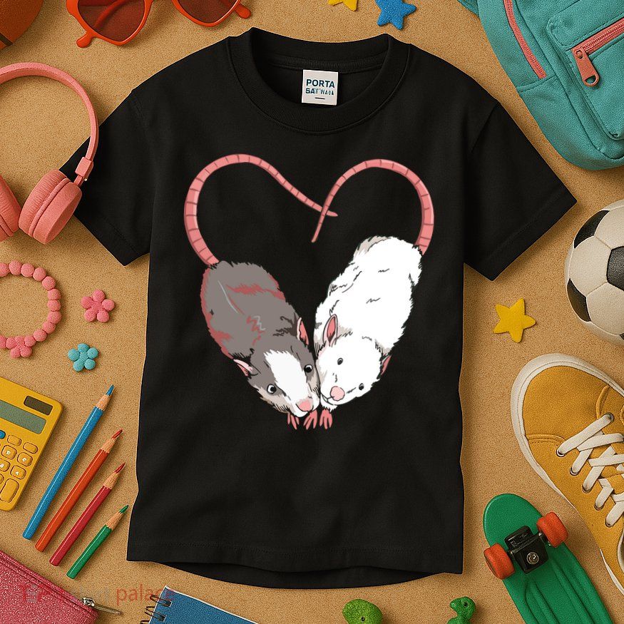 Funny Cute Small Rodent Pet Happy Heart Love Rat Lovers Kids T-Shirt