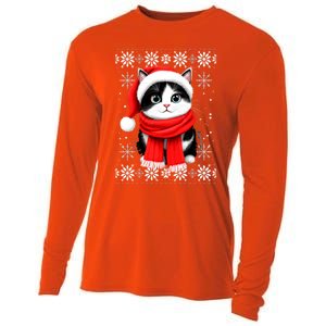 Funny Cat Santa Christmas Ugly Cats Lover Cat Mom Cute Gift Cooling Performance Long Sleeve Crew