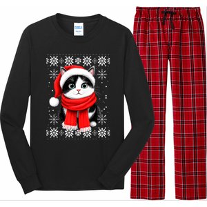 Funny Cat Santa Christmas Ugly Cats Lover Cat Mom Cute Gift Long Sleeve Pajama Set