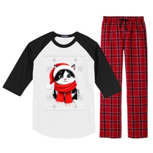 Funny Cat Santa Christmas Ugly Cats Lover Cat Mom Cute Gift Raglan Sleeve Pajama Set