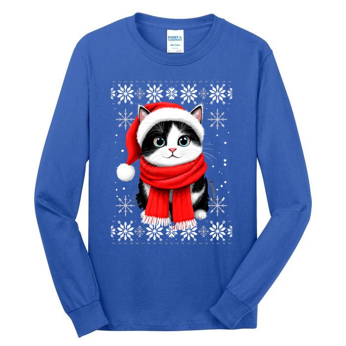 Funny Cat Santa Christmas Ugly Cats Lover Cat Mom Cute Gift Tall Long Sleeve T-Shirt