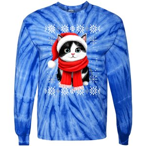 Funny Cat Santa Christmas Ugly Cats Lover Cat Mom Cute Gift Tie-Dye Long Sleeve Shirt