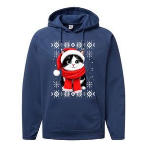 Funny Cat Santa Christmas Ugly Cats Lover Cat Mom Cute Gift Performance Fleece Hoodie