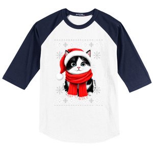 Funny Cat Santa Christmas Ugly Cats Lover Cat Mom Cute Gift Baseball Sleeve Shirt