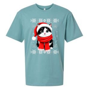 Funny Cat Santa Christmas Ugly Cats Lover Cat Mom Cute Gift Sueded Cloud Jersey T-Shirt