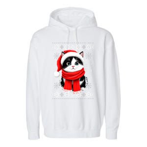 Funny Cat Santa Christmas Ugly Cats Lover Cat Mom Cute Gift Garment-Dyed Fleece Hoodie