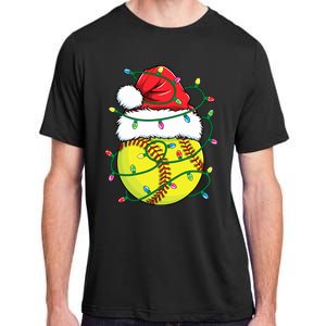 Funny Christmas Softball Santa Hat Wo Girl Xmas Lights Adult ChromaSoft Performance T-Shirt