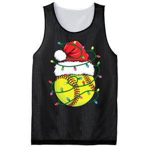 Funny Christmas Softball Santa Hat Wo Girl Xmas Lights Mesh Reversible Basketball Jersey Tank