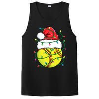 Funny Christmas Softball Santa Hat Wo Girl Xmas Lights PosiCharge Competitor Tank