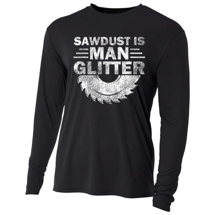 Funny Carpenter Sawdust Is Man Glitter Cooling Performance Long Sleeve Crew