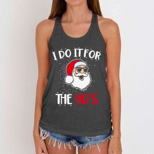 Funny Christmas Santa I Do It For The Hos Holiday Mood Cute Gift Women's Knotted Racerback Tank