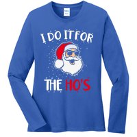 Funny Christmas Santa I Do It For The Hos Holiday Mood Cute Gift Ladies Long Sleeve Shirt