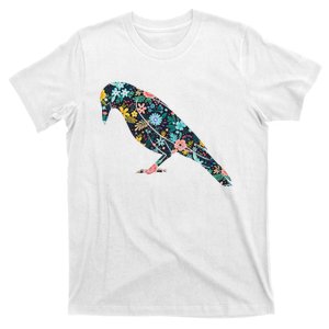 Floral Crow Silhouette Graphic Raven T-Shirt