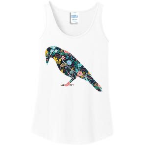 Floral Crow Silhouette Graphic Raven Ladies Essential Tank