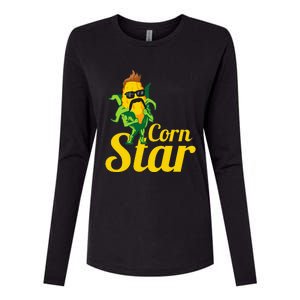 Funny Corn Star Sunglasses Mustache Maize Womens Cotton Relaxed Long Sleeve T-Shirt