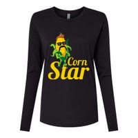 Funny Corn Star Sunglasses Mustache Maize Womens Cotton Relaxed Long Sleeve T-Shirt