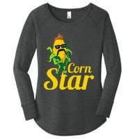 Funny Corn Star Sunglasses Mustache Maize Women's Perfect Tri Tunic Long Sleeve Shirt