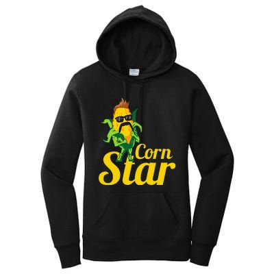 Funny Corn Star Sunglasses Mustache Maize Women's Pullover Hoodie