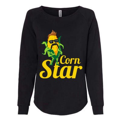 Funny Corn Star Sunglasses Mustache Maize Womens California Wash Sweatshirt