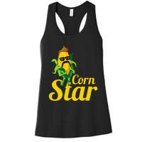 Funny Corn Star Sunglasses Mustache Maize Women's Racerback Tank